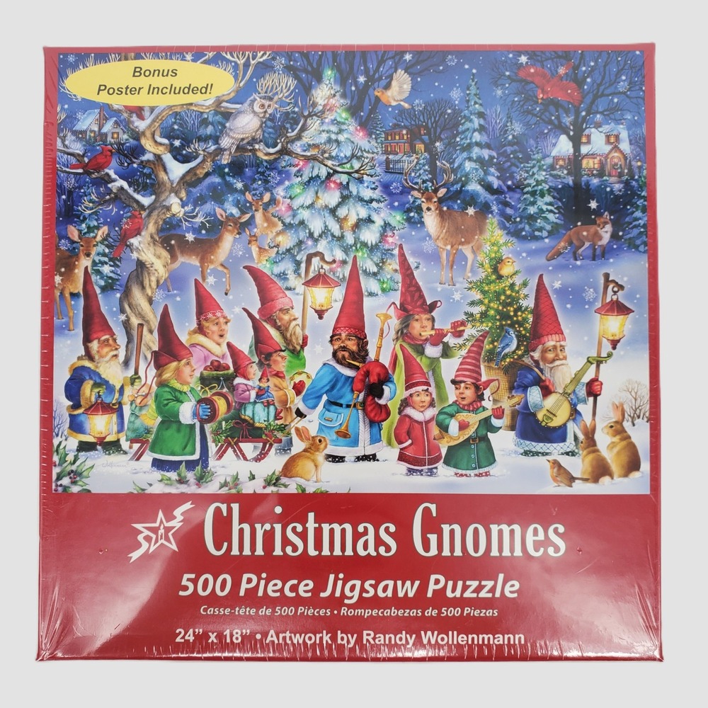 Vermont Christmas Company Christmas Gnomes 500 Piece Puzzle Randy Wollenmann New